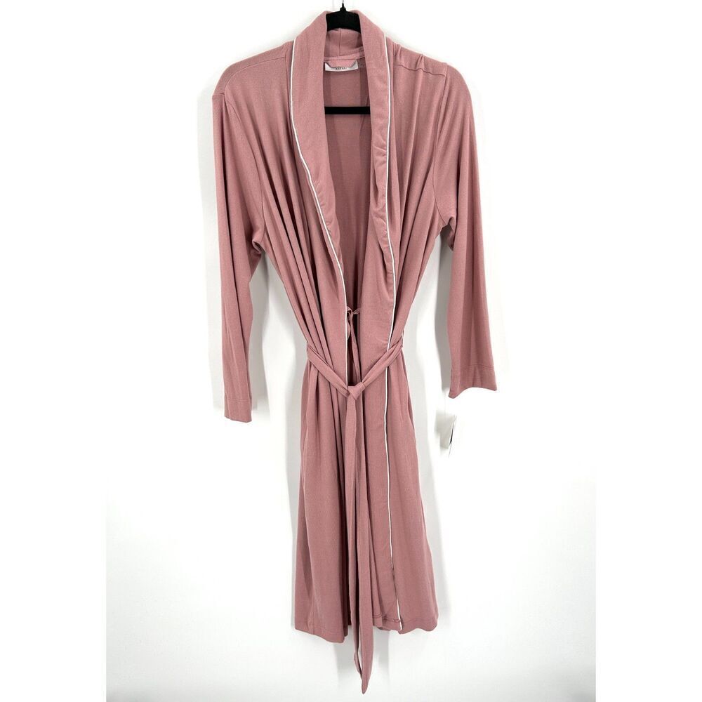 NWT NATORI Women's Dusty Rose Pink Super Soft Wrap Midi Robe Size Small